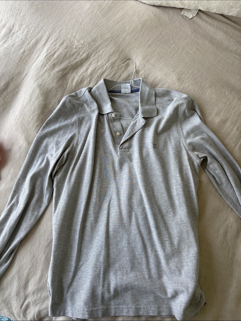 Brooks Brothers Light Gray Long-Sleeve Polo